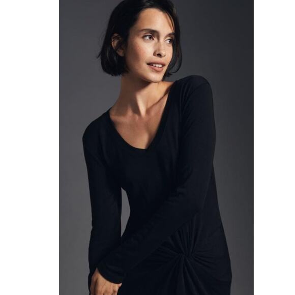 New Anthropologie Sundry West Coast Knotted Slip Midi Dress $183 MEDIUM Black - Picture 3 of 6